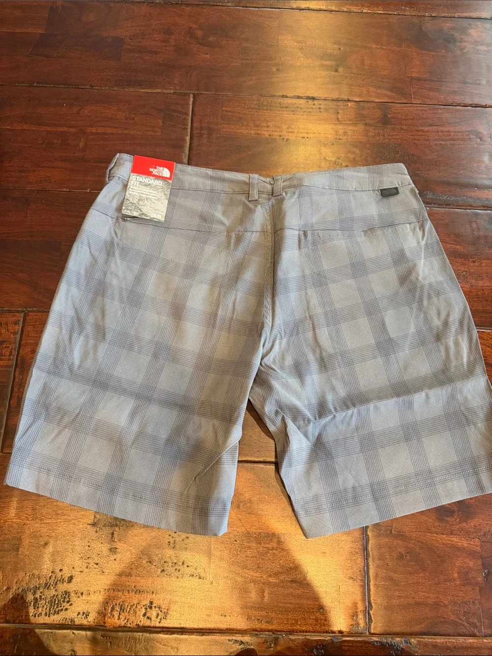The North Face Men's Light Gray Plaid Flat Front Shorts